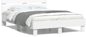 vidaXL Πλαίσιο Κρεβατιού με κεφαλάρι Λευκό 135x190 εκ Επεξεργ. Ξύλο
