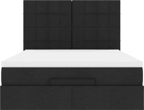 vidaXL Οθωμανικό κρεβάτι με στρώμα Μαύρο 140x200cm Ύφασμα