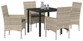 vidaXL Σέτ φαγητού για κήπο με μαξιλάρι 5 pcs Ανοιχτό γκρι Πολυ ράταν