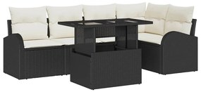vidaXL Σετ Καναπέ Κήπου 6 pcs Μαύρο και κρεμ 100 x 55 x 73 εκ