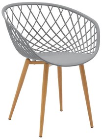 Καρέκλα Ezra γκρι pp-πόδι φυσικό μέταλλο 62x42x82εκ 63x55x83 εκ.