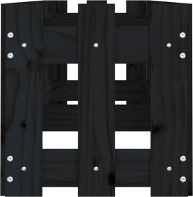 vidaXL Ζαρντινιέρα με Σχέδιο Φράχτη Μαύρη 200x30x30 εκ. Μασίφ Πεύκο