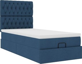 vidaXL Οθωμανικό κρεβάτι με στρώμα μπλε 100x200cm ύφασμα