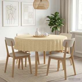 vidaXL Ύφασμα Τραπέζης Λευκό κρεμ Διάμ. 160 cm Γύρος