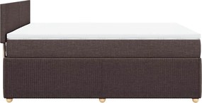vidaXL Κρεβάτι Boxspring με Στρώμα Σκούρο Καφέ 140x200 εκ Υφασμάτινο