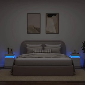 vidaXL Κομοδίνα με Φώτα LED 2 Τεμ. Λευκά 35 x 39 x 55 εκ.