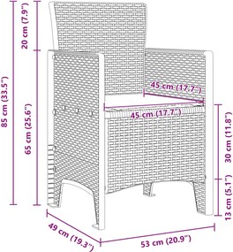 vidaXL Σέτ φαγητού για κήπο 5 pcs Καφέ Rattan Polt