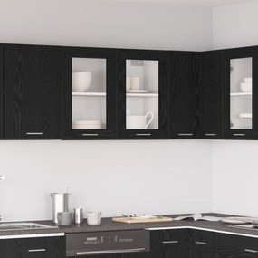 vidaXL Μαύρη Δρύινη Κρεμαστή Καμπίνα Γυαλιού 80x31x60 cm από Επεξεργασμένο Ξύλο