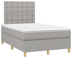 Κρεβάτι Boxspring με Στρώμα &amp; LED Αν.Γκρι 120x200 εκ Υφασμάτινο - Γκρι