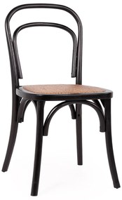 Καρέκλα Επαγγελματική ArteLibre LETO Μαύρο Ξύλο/Rattan 45x54x89cm-15320025