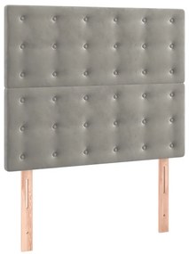 vidaXL Κρεβάτι Boxspring με Στρώμα &amp; LED Αν.Γκρι 90x200 εκ. Βελούδινο