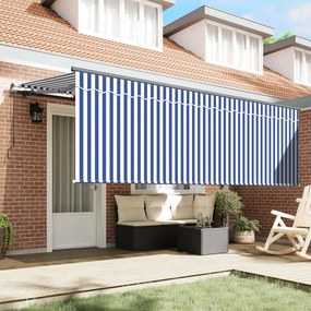 vidaXL Αναδιπλούμενη τέντα Μπλε και άσπρο 400 x 200 cm