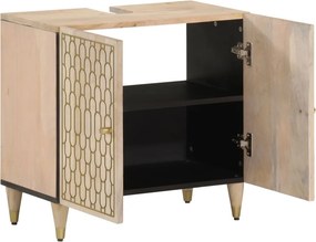 vidaXL Ντουλάπι Μπάνιου 62 x 33 x 58 εκ. από Μασίφ Ξύλο Μάνγκο
