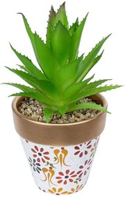 Τεχνητό Φυτό Σε Κασπώ Aloe 21044 Φ12x16cm Multi GloboStar Πηλός,Πολυαιθυλένιο