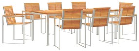 vidaXL Σετ Τραπεζαρίας Κήπου 9 τεμαχίων  από Μασίφ Ξύλο Ακακίας