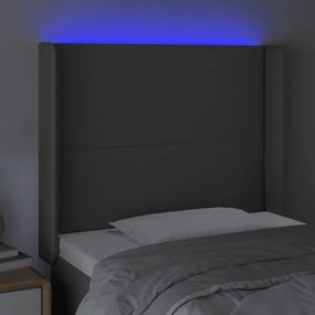 Κεφαλάρι Κρεβατιού LED Γκρι 93x16x118/128 εκ. Συνθετ. Δέρμα - Γκρι