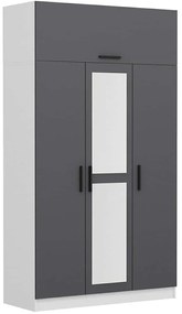 Ντουλάπα Τρίφυλλη Με Πατάρι Minar 506MNR2412 135x52x255cm Anthracite-White Τρίφυλλη