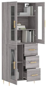 vidaXL Ντουλάπι Γκρι Sonoma 69,5 x 34 x 180 εκ. Επεξεργασμένο Ξύλο