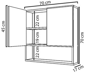 Καθρέπτης μπάνιου Zante pakoworld λευκό 70x17x70εκ - 120-000288