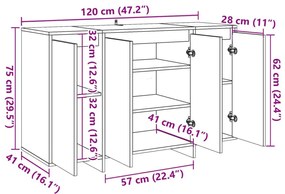 Μπουφές Τεχνίτης Δρυς 120x41x75 εκ. από Επεξεργασμένο Ξύλο - Καφέ