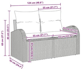 vidaXL Σετ Καναπέ Κήπου 8 pcs Γκρι Πολυεστέρας, Ρατάν και Γυαλί