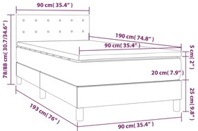 vidaXL Κρεβάτι Boxspring με Στρώμα Σκούρο Γκρι 90x190 εκ. Υφασμάτινο
