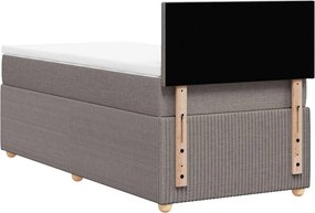 vidaXL Κρεβάτι Boxspring με Στρώμα Taupe 90x190 εκ.Υφασμάτινο