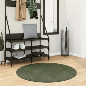 vidaXL Rug HUARTE Green Ø 100 cm 100% Polyester Επίπεδος