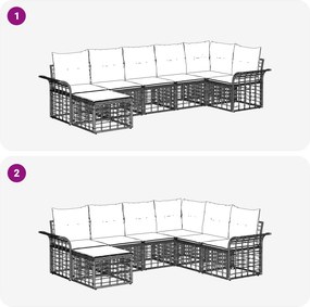 vidaXL Σειρά Καναπέ Εξωτερικού 7 pcs Φυσικό και Κρέμα Λευκό