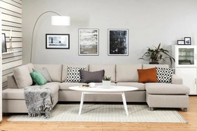 Γωνιακός Καναπές Scandinavian Choice C157, Ανοιχτό καφέ, 344x199x80cm
