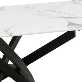 Τραπέζι Τραπεζαρίας 102 Fylliana Μάρμαρο - Μαύρο 140x80x75 εκ.