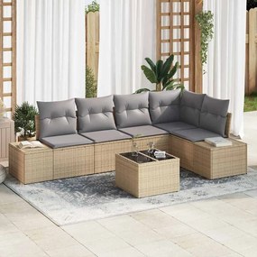 vidaXL Σετ Καναπέ Κήπου 6 pcs Μπεζ Πολυ ράταν