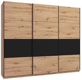 Ντουλάπα Sardinia 270 Artisan Oak - Μαύρο 262.5x65.5x224 εκ. 262.5x65.5x224 εκ.