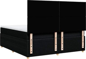 vidaXL Κρεβάτι Boxspring με Στρώμα Μαύρο 180x200 εκ. Υφασμάτινο