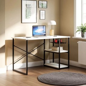 Stewehome Γραφείο με Ράφι Μεταλλικά Πόδια / Καπνί 60x120 cm