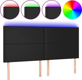 vidaXL Κεφαλάρι Κρεβατιού LED Μαύρο 200x5x118/128 εκ