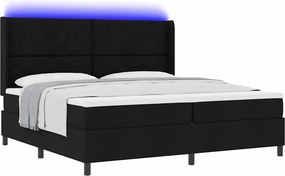 vidaXL LED Κρεβάτι με βάθρο με κεφαλάρι Μαύρο 200 x 200 cm ύφασμα