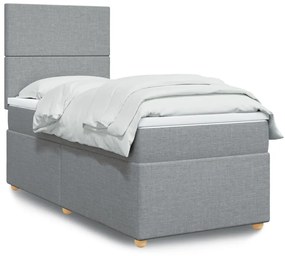 vidaXL Κρεβάτι Boxspring με Στρώμα Ανοιχτό Γκρι 80x200 εκ. Υφασμάτινο