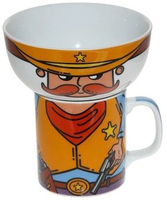 Κούπα Και Μπωλ Cowboy (Σετ 2τμχ) Tab0241 Φ11cm Yellow Espiel Porcelain