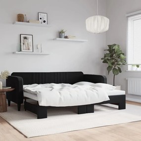 Καναπές Κρεβάτι Συρόμενος Μαύρος 90 x 200 εκ. Βελούδινος - Μαύρο