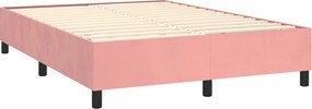 vidaXL Κρεβάτι Boxspring με Στρώμα Ροζ 140x200 εκ. Βελούδινο