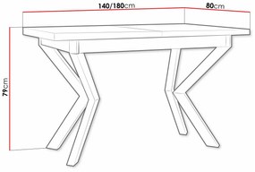 Τραπέζι Victorville 328, Artisan βελανιδιά, Μαύρο, 79x80x140cm, 38 kg, Επιμήκυνση, Πλαστικοποιημένη μοριοσανίδα, Μέταλλο | Epipla1.gr