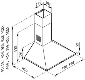 Απορροφητήρας Pyramis καμινάδα τετράγωνη Lux classic-Μήκος: 90εκ.