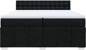 vidaXL Κρεβάτι Boxspring με Στρώμα Μαύρο 200x200 εκ. Υφασμάτινο