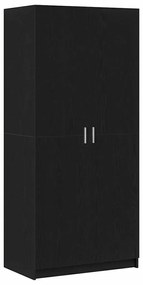 vidaXL Ντουλάπι με πόρτα Μαύρο 80 x 51 x 180 εκ Επεξεργασμένο ξύλο