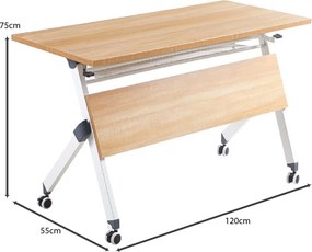 UNIT Γραφείο Η/Υ, Μέταλλο Βαφή Άσπρο, Melamine Απόχρωση Sonoma   1τμχ