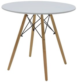 Dining table Julita MDF top white-natural legs D80x73cm 80x80x73 εκ.