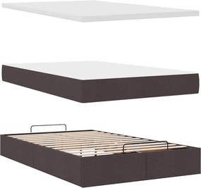 VidaXL Ottoman Κρεβάτι με Στρώμα Σκούρο Καφέ 120x200cm Ύφασμα