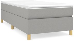 vidaXL Κρεβάτι Boxspring με Στρώμα Ανοιχτό Γκρι 90x190 εκ. Υφασμάτινο