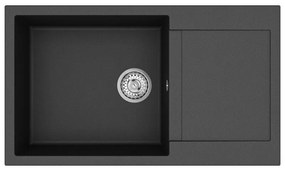 Helika Tesa SQT 104 Ένθετος Γρανιτένιος Νεροχύτης Μ86xΠ50cm Μαύρος